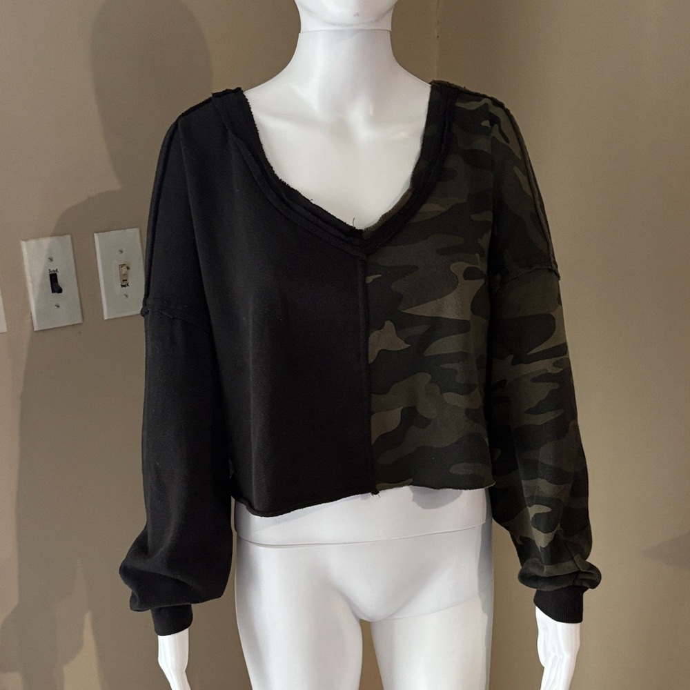 Vintage Havana Camouflage and Black Crop Top